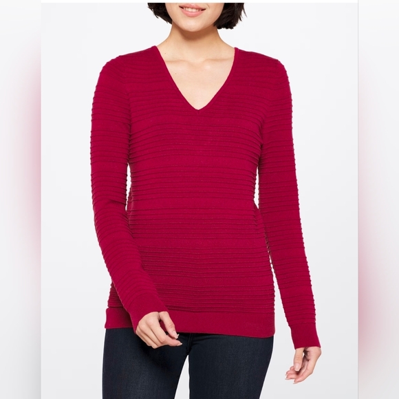 love ellie Sweaters - Love Ellie V-Neck Ribbed Sweater - Burgundy